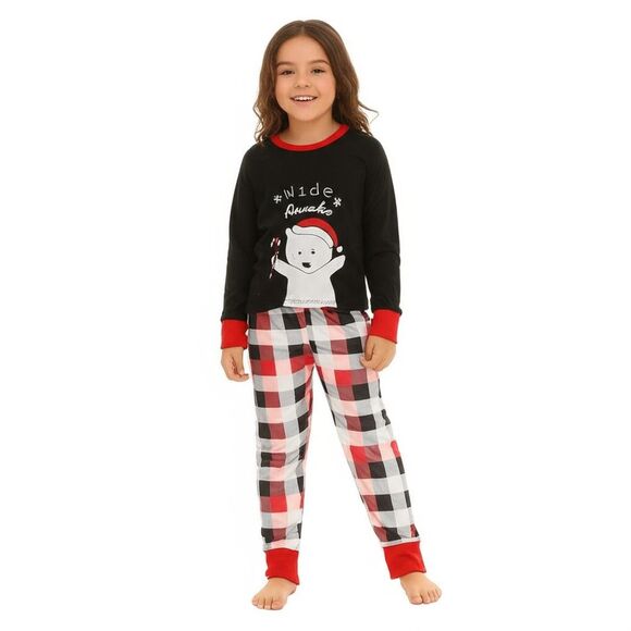 NWT Pajama Set Womens Size XL Black Red Plaid Christmas‎ Polar Bear Graphic Cozy - Picture 3 of 6